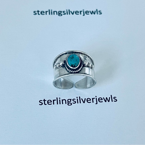 Sterling Silver Bali Style Genuine Turquoise Toe Ring, Silver Rings, Midi Ring - Picture 12 of 14